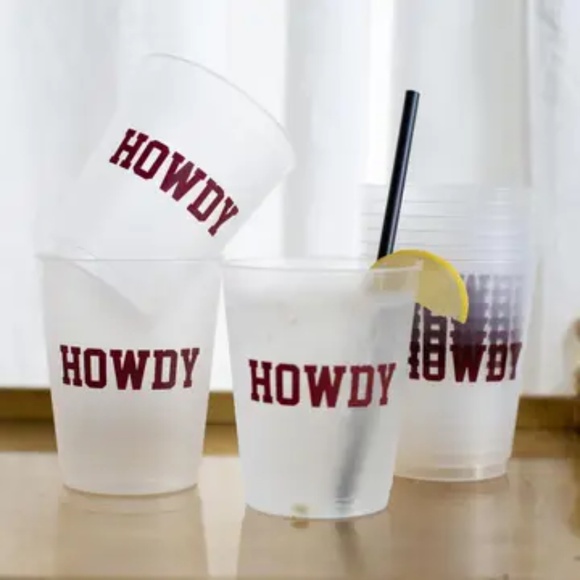 Howdy Party Cups Frosted/Maroon/White - Picture 1 of 1